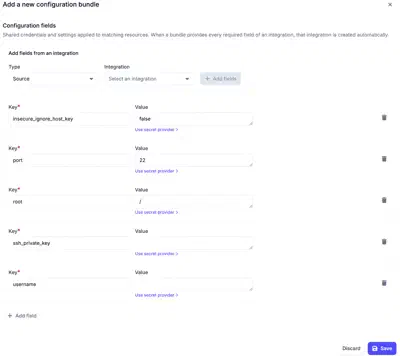 Filling in configuration bundle fields