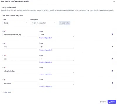 Filling in configuration bundle fields