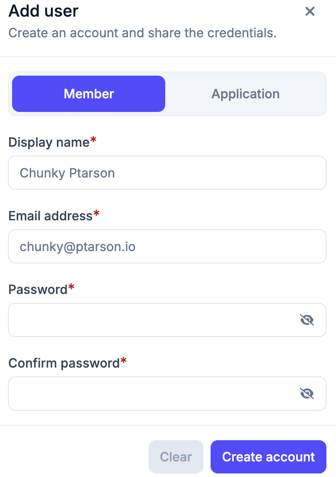 Creating a member user