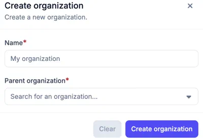 Creating a new organization
