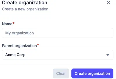 Creating a new organization