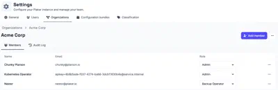 Managing users in an organization