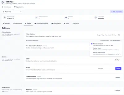 Organization settings