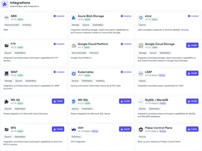 Integrations page