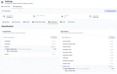 Creating and deleting environments and data classes