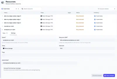 Managing a resource discovered by the Kubernetes inventory