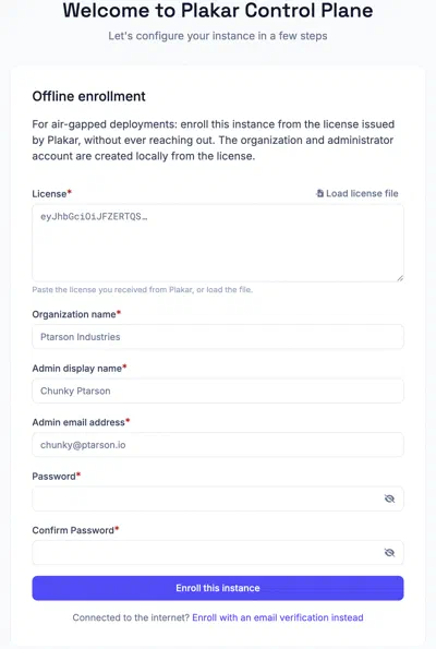 Air-gapped enrollment