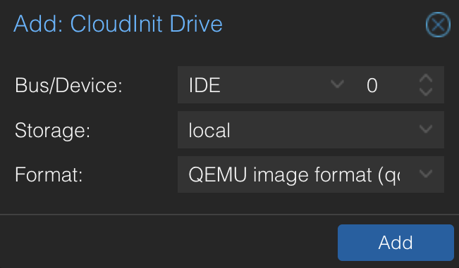 Adding a CloudInit Drive