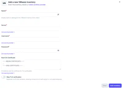 Creating VMware inventory