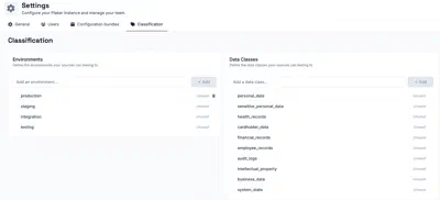 Creating and deleting environments and data classes