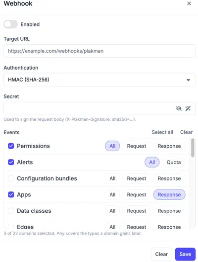 Webhook configuration