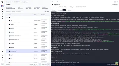 Plakar UI file preview screenshot