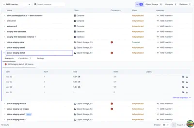 A Plakar table in context &ndash; the inventories view with pagination controls